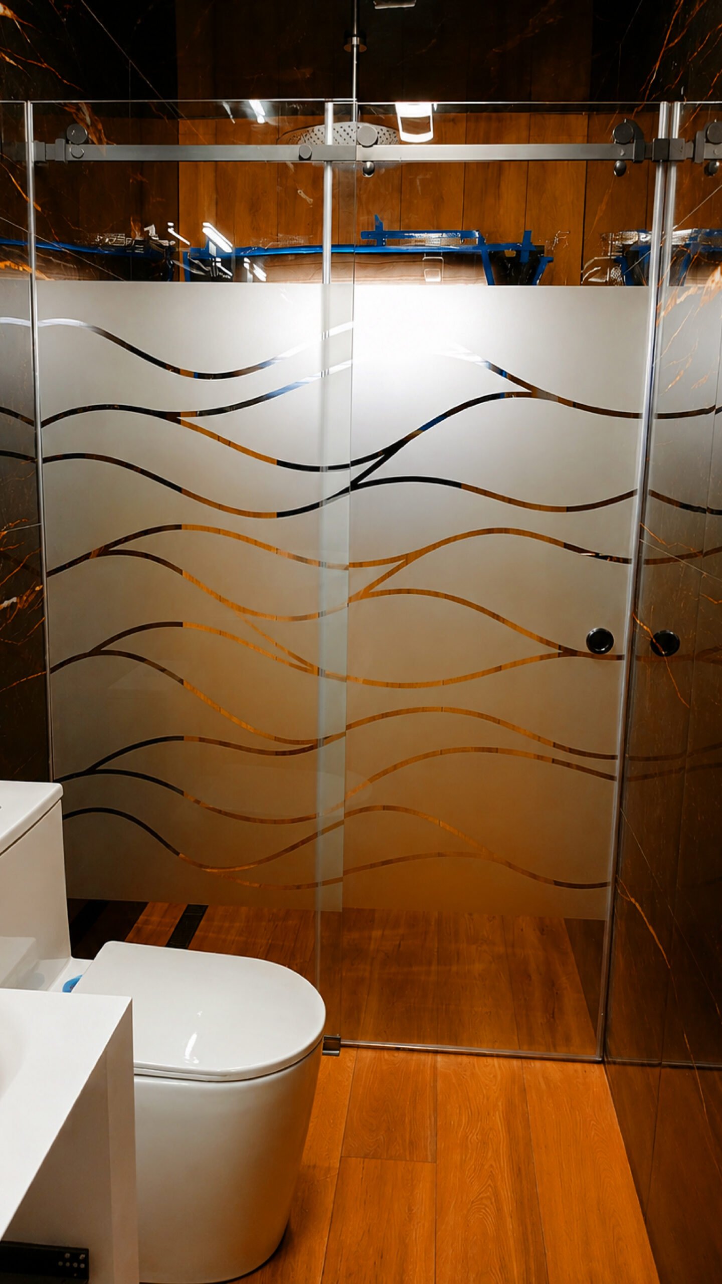 foto cancel baño cristal vidrio templado esmerilado diseño ondulaciones galeria 01
