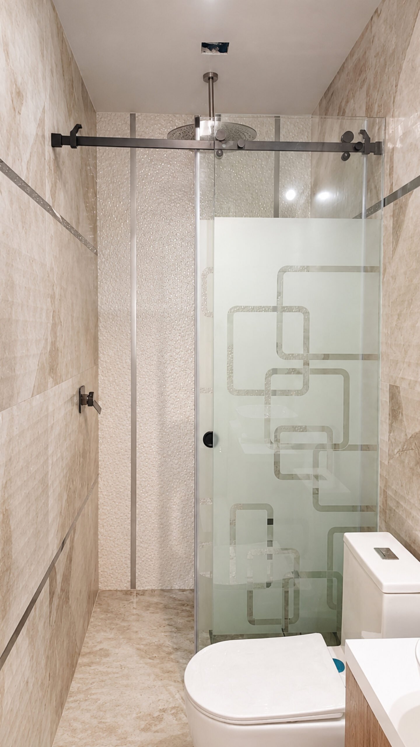 foto cancel baño cristal vidrio templado esmerilado diseño rectangulos galeria 02