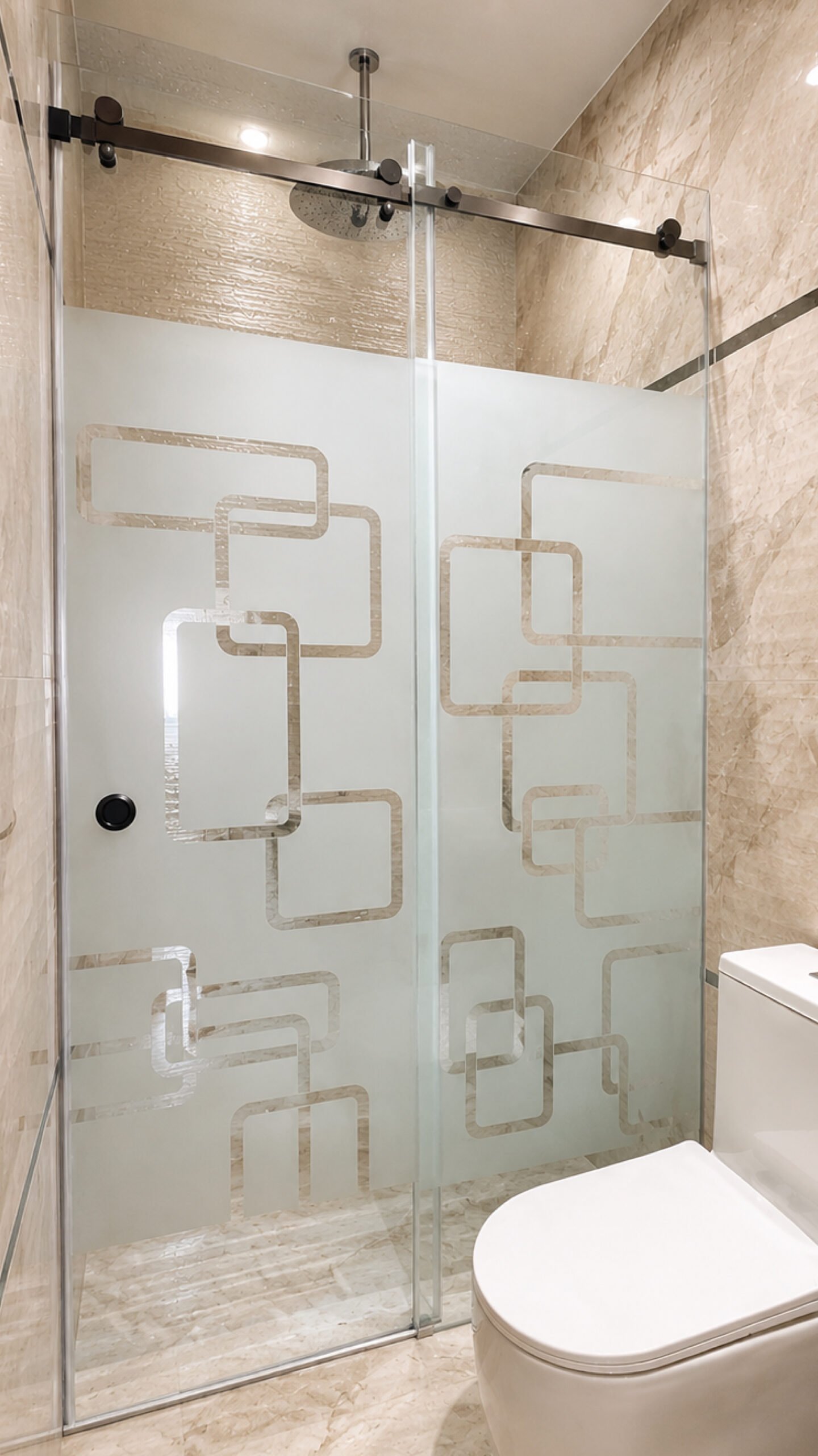 foto cancel baño cristal vidrio templado esmerilado diseño rectangulos galeria 03